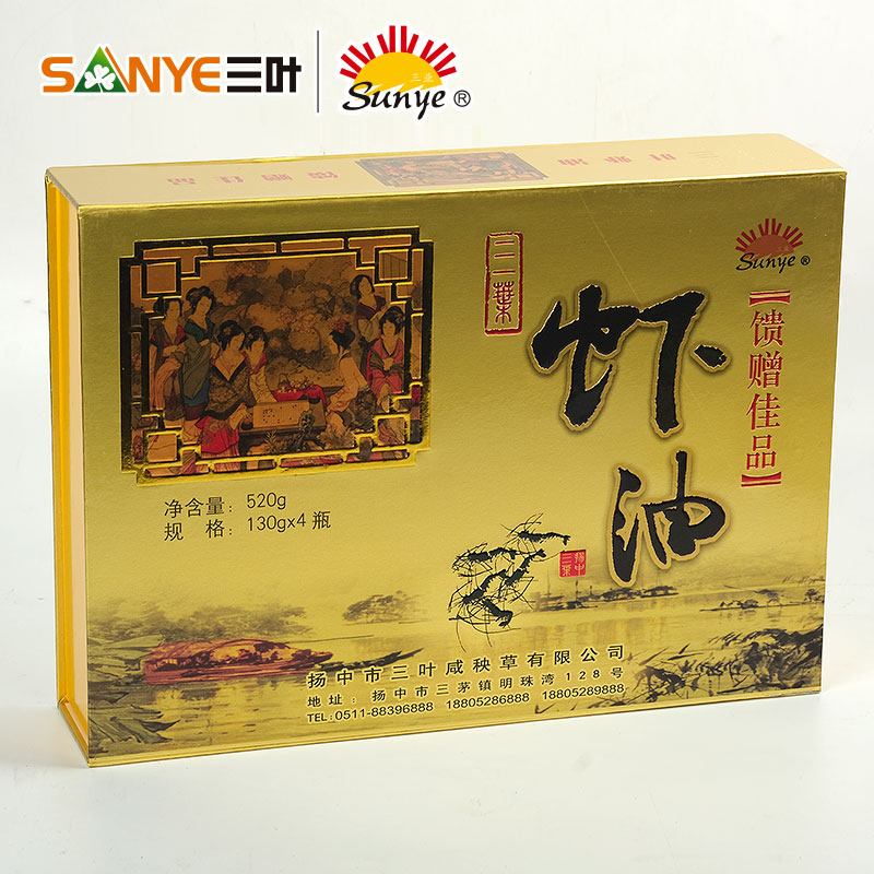 揚中特產(chǎn)三葉咸秧草下飯菜正宗即食海鮮麻蝦醬禮盒裝130gx4